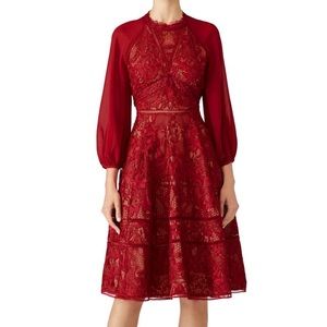 Marchesa Notte, Wine Cuipare Dress